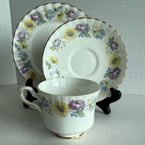Royal Stafford Fine Bone China “Day Dreams” Trio Teacup Saucer Dessert Plate